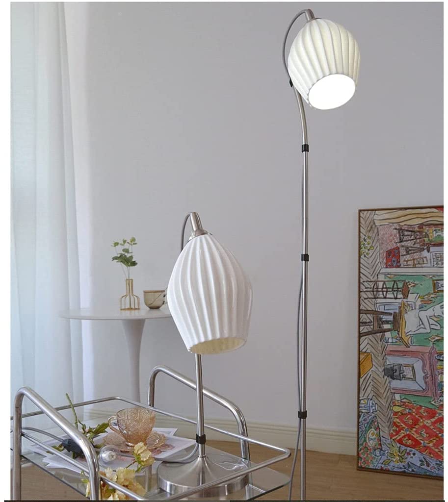 Standing Lamps Żelazna Lampa Podłogowa Z Białym Ceramicznym Abażurem Nowoczesna Stojąca Srebrna Do Czytania Narożna Salonu Sypialnia Podłogowa Salonu