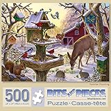 Bits and Pieces - 500 Piece Jigsaw Puzzle for Adults - Sunrise Feasting - 500 pc Animals, Winter Scene Jigsaw by Artist Liz Goodrick-Dillon