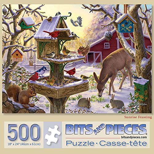 Bits and Pieces - 500 Piece Jigsaw Puzzle for Adults - Sunrise Feasting - 500 pc Animals, Winter Scene Jigsaw by Artist Liz Goodrick-Dillon - Image 3