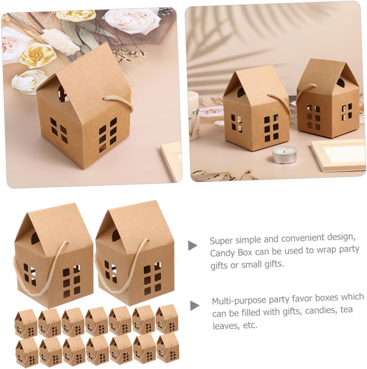 VALICLUD 24pcs House Shape Paper Boxes Handheld Candy Gift Boxes Xmas image 5