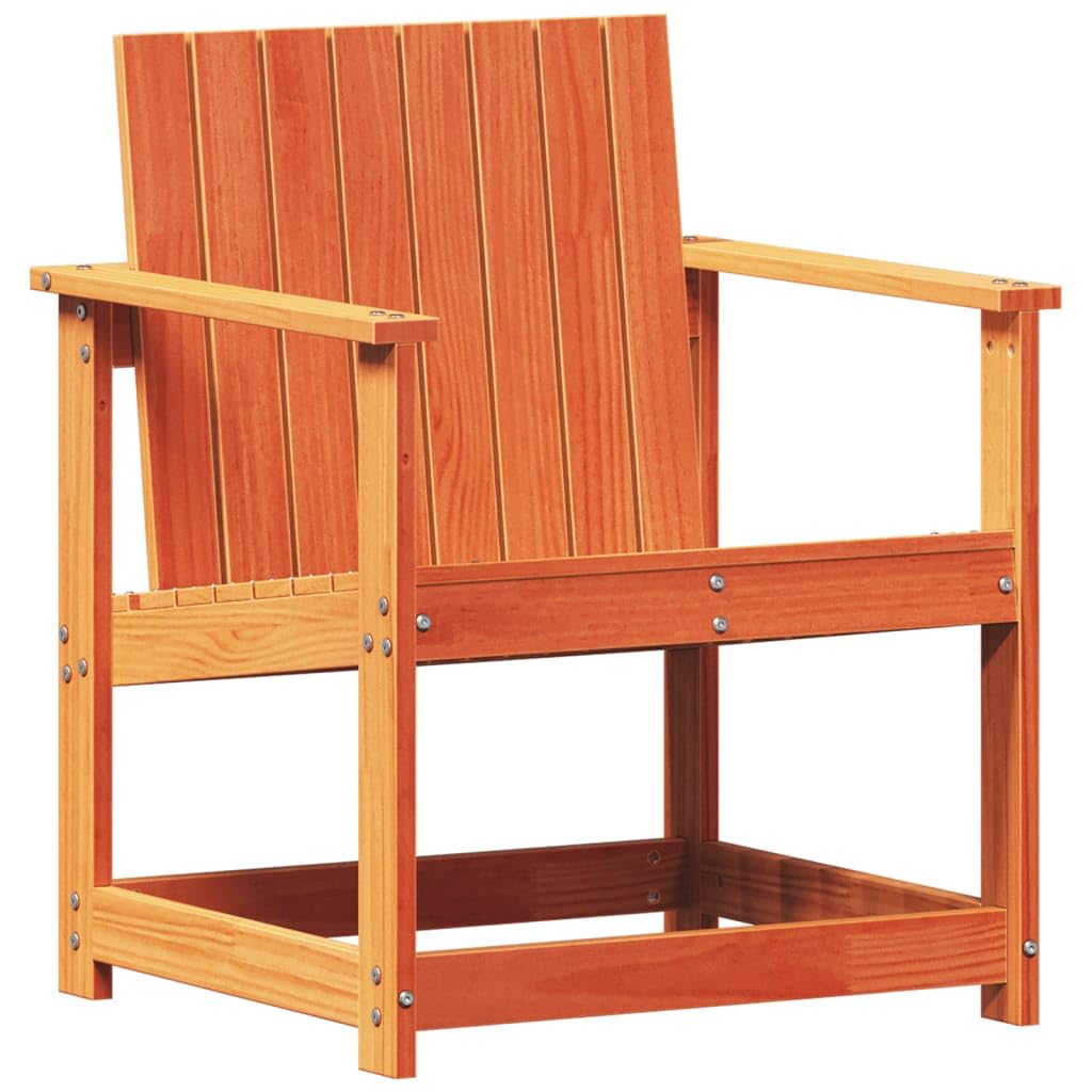 Silla de jardín marrón cera, 62 x 56 x 77 cm, madera maciza de pino, diseño de lamas, robusta, cómoda, para terraza, balcón, salón, exterior