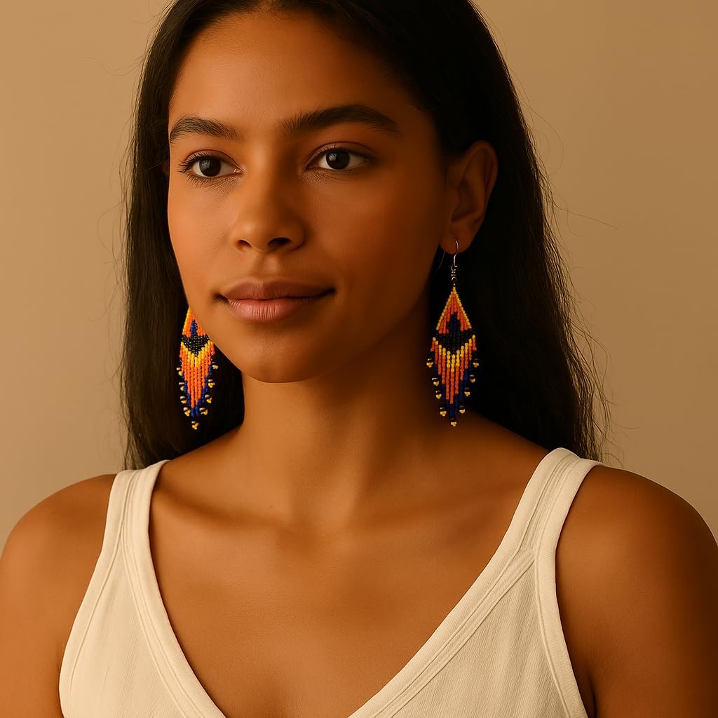 Bohemian Beaded Long Tassel Dangle Earrings for Women, Handmade Jewelry White Tarnish Resistant Lightweight Design, Stylish Accessory for Beach Vacation Party and Gift - Image 2