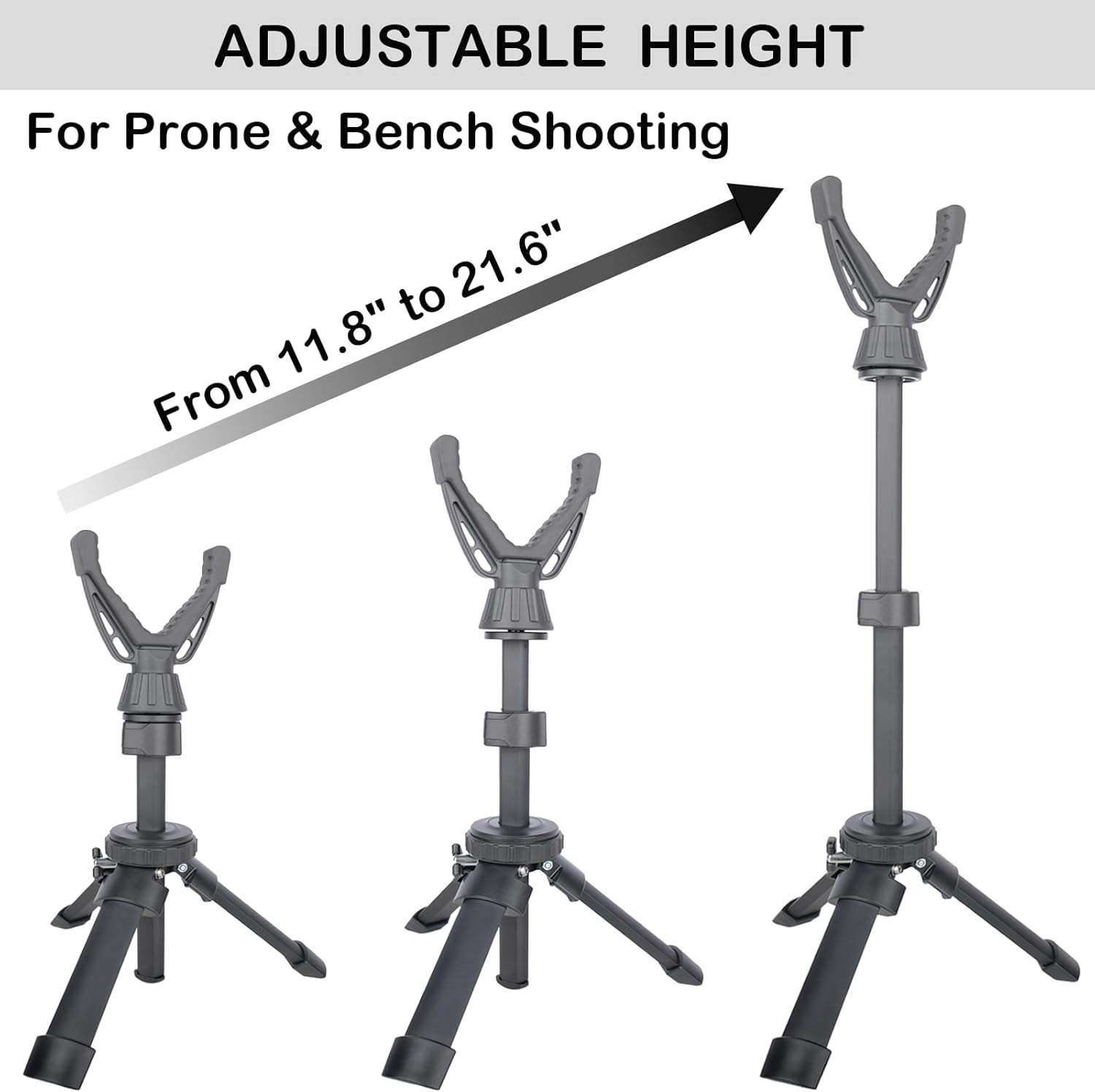 Portable Shooting Tripod with 360° Rotating & Removable V Yoke - Adjustable Height Rifle Rest Stand for Hunting, Target Shooting, Binoculars, Cameras & Outdoor Activities