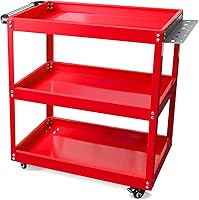YATOINTO 330LBS Heavy Duty 3-Tier Rolling Tool Cart with Wheels, Ergonomic Handle - Metal Utility Storage Organizer for Garage Warehouse