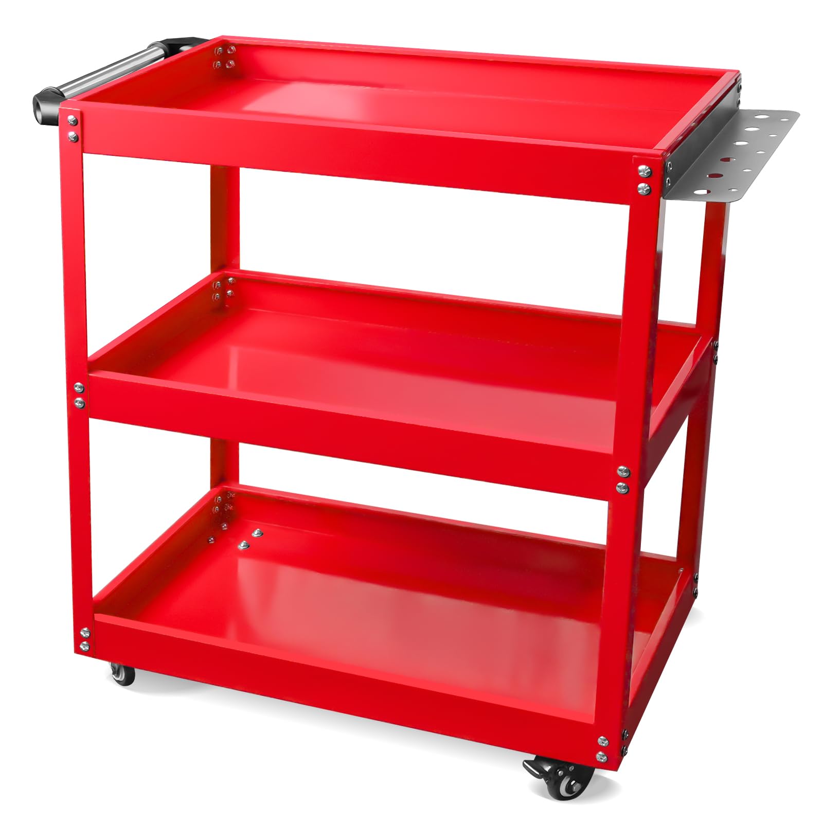 Updated Rolling Tool Cart 330LBS Metal 3 Tier Rolling Cart Carts with Wheels Heavy Duty Utility Carts, Ergonomic Handle Rolling Mechanic Tool Cart Storage Organizer for Warehouse Garage