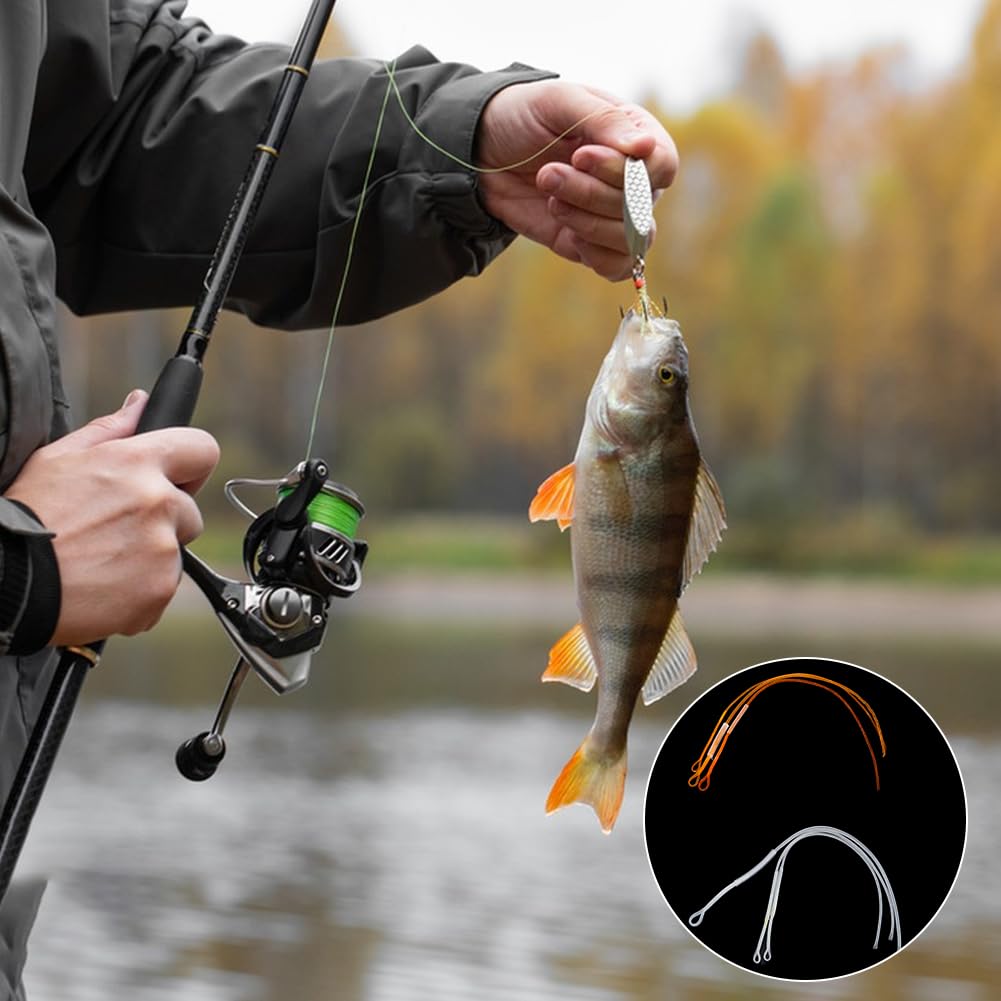 SUPERFINDINGS 18 Pièces 9 Styles Connecteur de Bas de Ligne pour Pêche à la Mouche Fils de Nylon Bas de Ligne Pêche 30lb Transparent et Connecteurs à Boucle Tressés de Ligne Capture Visibilité