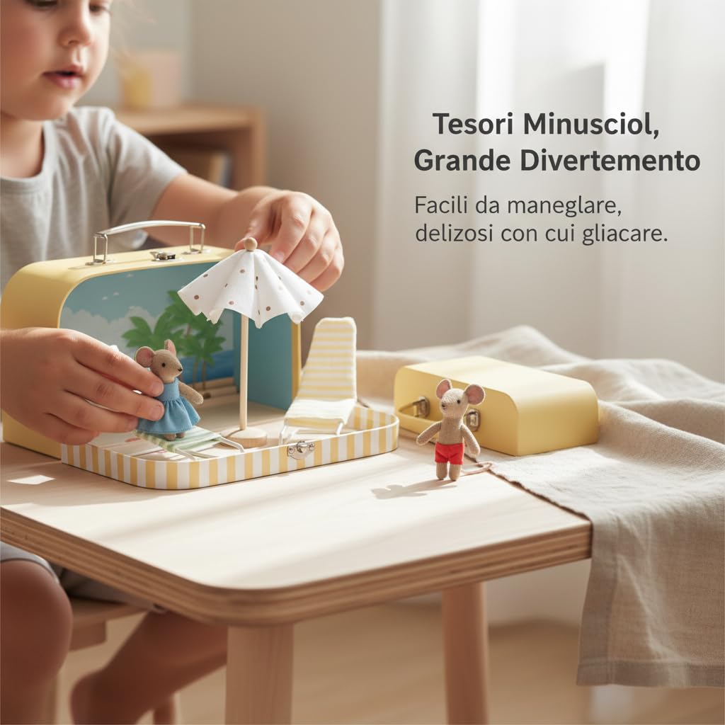 Set da Gioco Casa Bambole Spiaggia, Set valigetta con mobili da spiaggia, senza personaggi