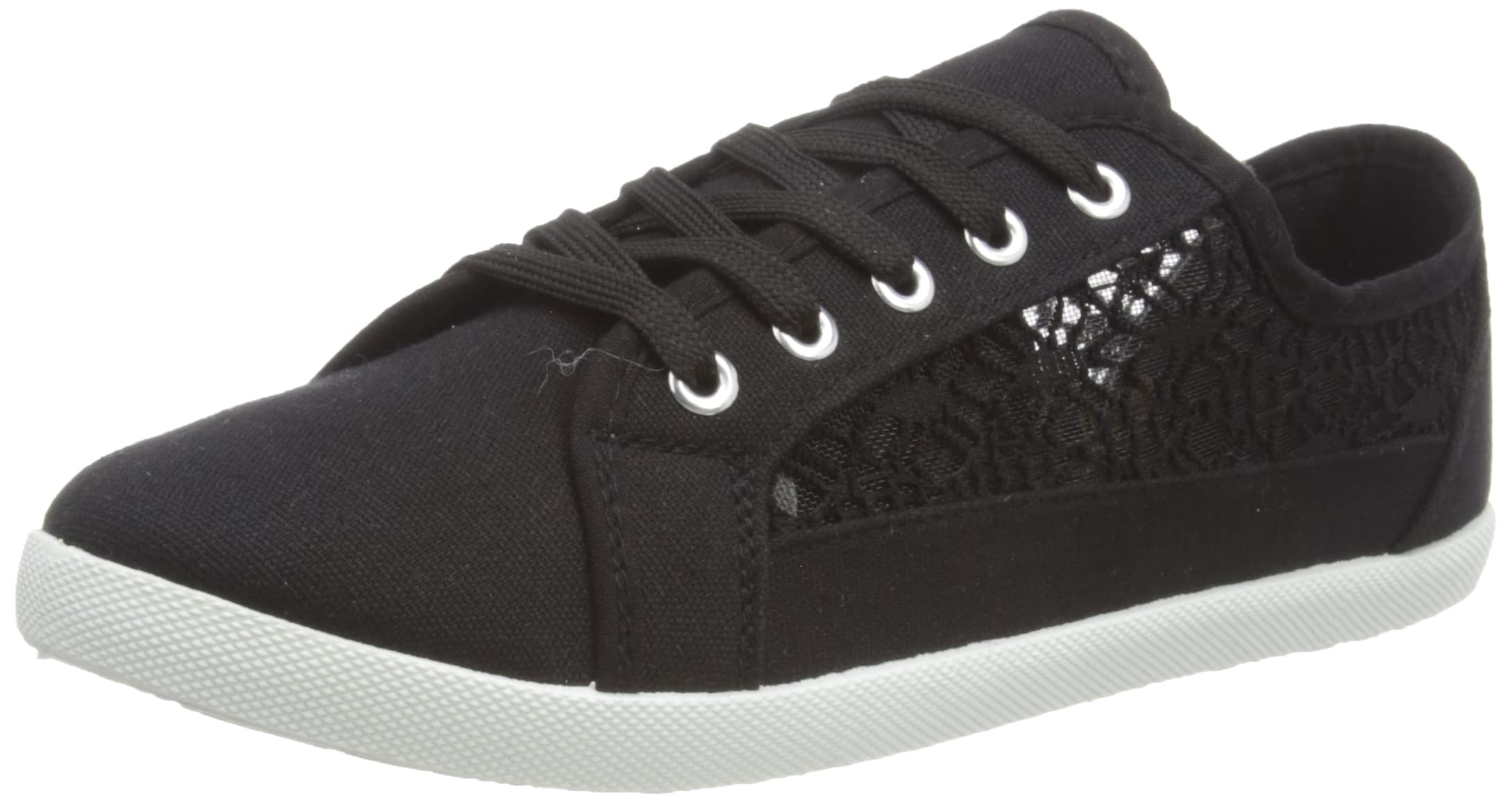 Bullring Fashion® Women's Canvas Plimsolls Soft Lightweight Lace Embroidered Sneaker Shoes - Ladies Summer Beach Pumps Fashion Trainers Casual Flat Shoes