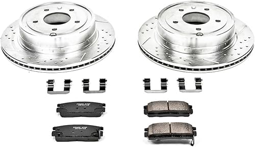 Miniatura 2 de Power Stop K2092 Pastillas de freno traseras Z23 de fibra de carbono con rotores de freno perforados y ranurados para Chevrolet Captiva Sport,