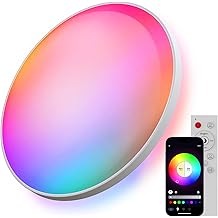 Smart Ceiling Light, 12 Inch RGB LED Ceiling Light with Remote Control, 3000K-6500K Adjustable Modern Ultra-Thin Ceiling Lamp for Bedroom Living Room and Gaming Room, 1 Pack