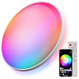 Smart Ceiling Light, 12 Inch RGB LED Ceiling Light with Remote Control, 3000K-6500K Adjustable Modern Ultra-Thin Ceiling Lamp for Bedroom Living Room and Gaming Room, 1 Pack