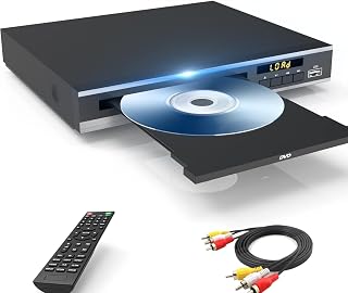 MAITE Region Free DVD Player for TV - Compact All-Region CD/DVD with USB 128GB, NTSC/PAL, RCA Output, Remote & Cable