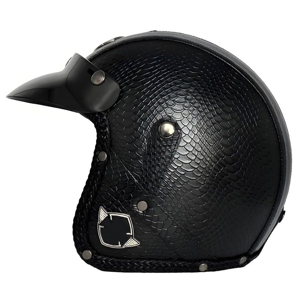 Casque de motard jet vintage 3/4 aux finitions rétro soignées