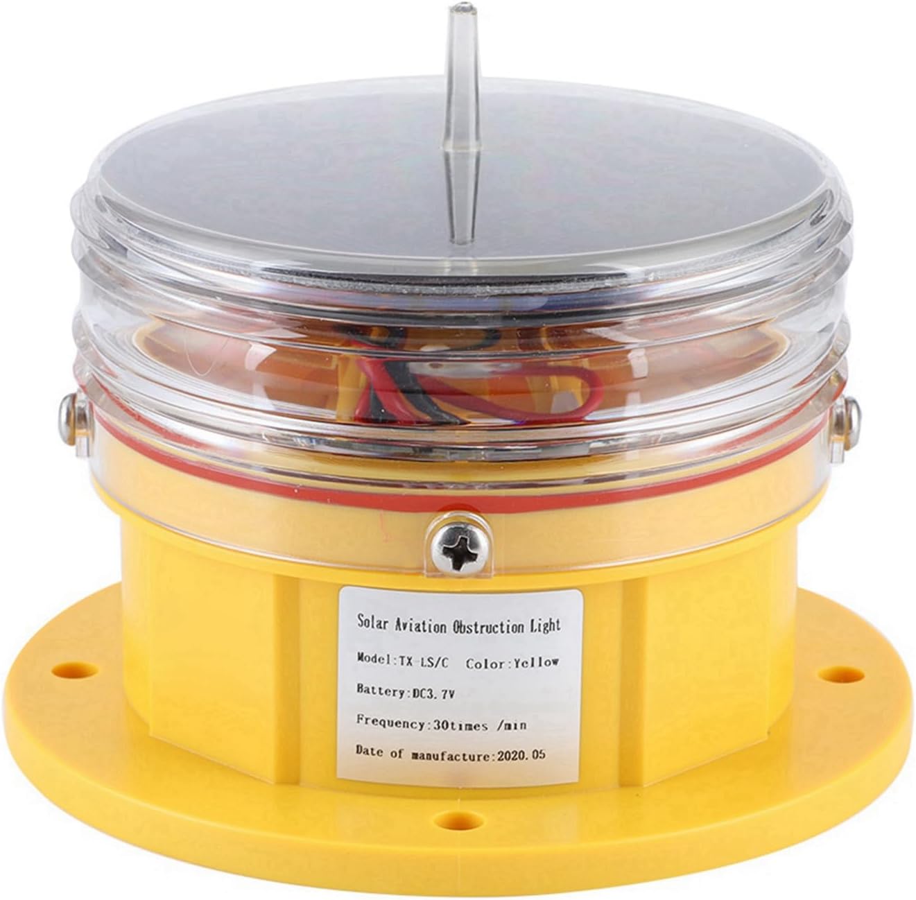 Solar Powered Sidelight Beacon, IP68 LED Marine Safety Light, 360° Flashing Ship Dock Barge Light with Built - in 1.2W Solar Panel for Boats and Waterways