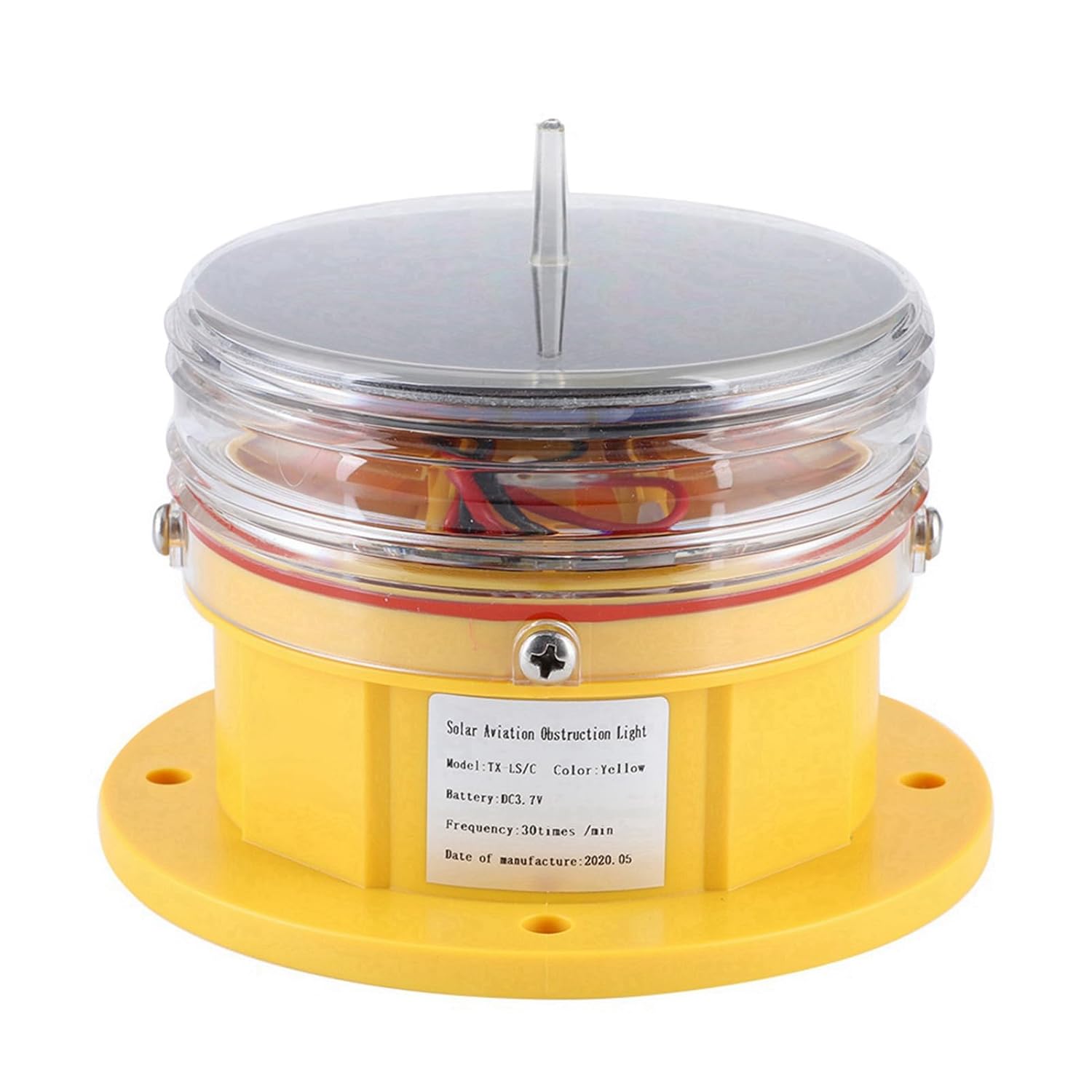 Solar Beacon Light Durable for Marine Dock Safety 360° Lighting, Builtin Battery, for Boat Flashing Light