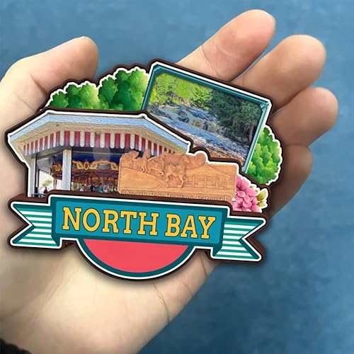 Miniatura 4 de Imán para nevera de North Bay, Ontario, Canadá, colección de madera, madera 3D, hecho a mano, recuerdos de la ciudad, imán para nevera, decoración