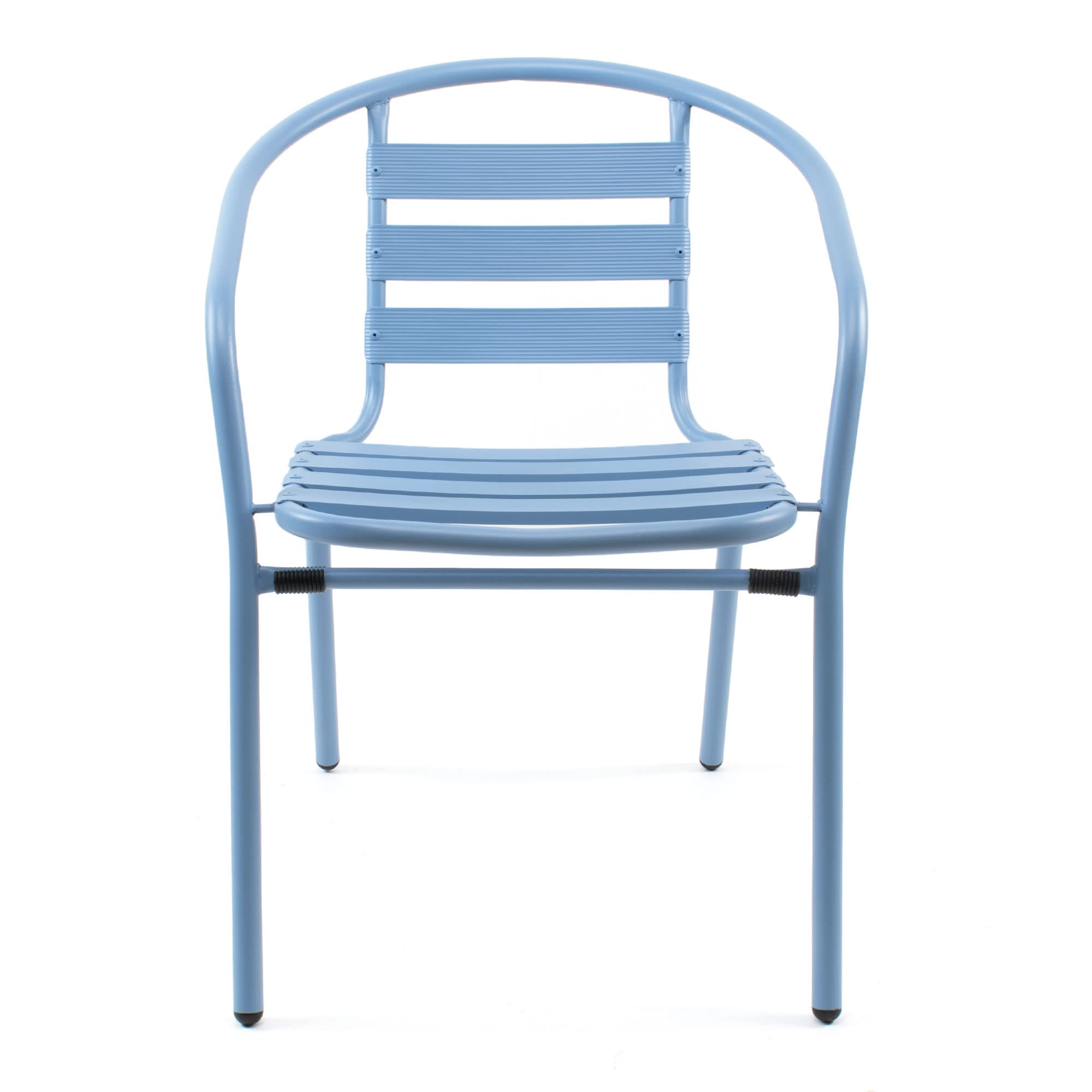 THE SECRET HOME - Pack de 2 Sillas de Aluminio con Reposabrazos para Jardín - Asiento de Exterior para Balcón, Terraza y Jardín (Modelo 1 - Azul)