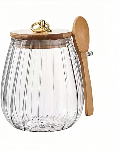 Miniatura 8 de ANSQU Tarros de vidrio para café, frutos secos, recipiente hermético para almacenamiento, pétalos, recipiente decorativo con tapa de bambú, mango de