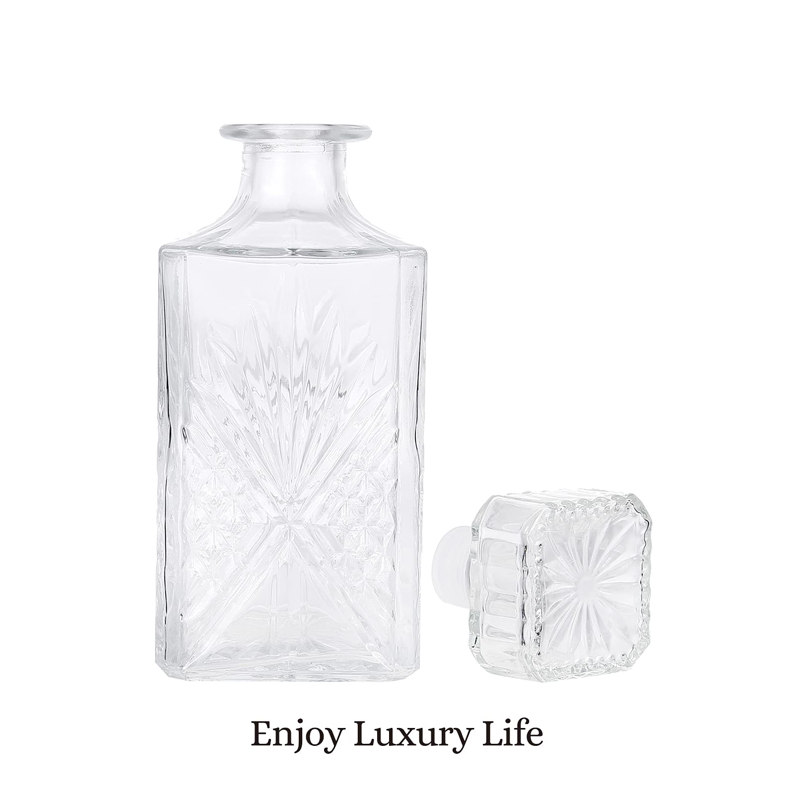 YJGS 5PC Italian Crafted Crystal Whiskey Decanter & Whiskey Bar Glasses