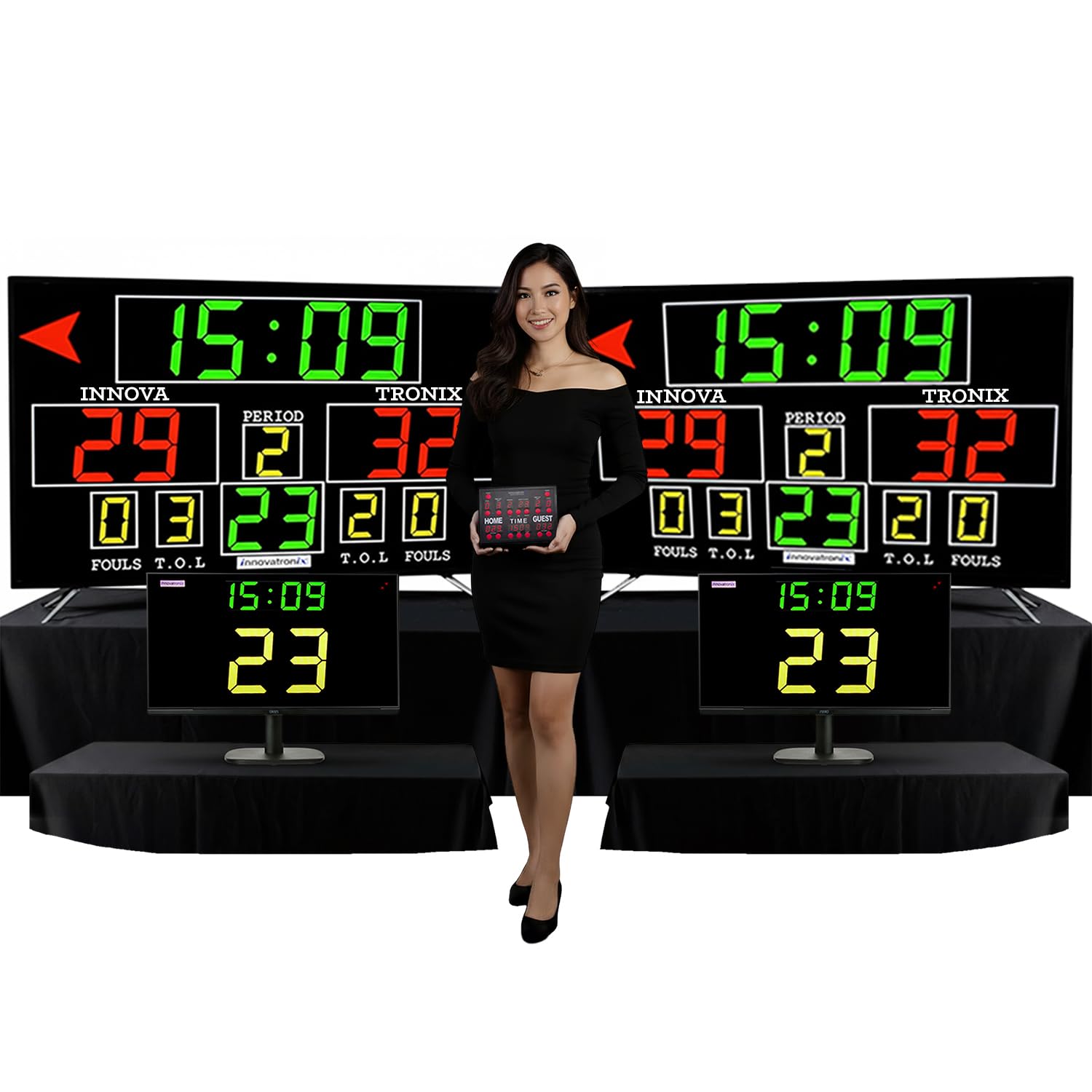 Innovatronix Electronic Basketball Scoreboard (EBS) Mini v2 Controller (Now with Shot Clock) - Used for Basketball, Volleyball, Wrestling and More |