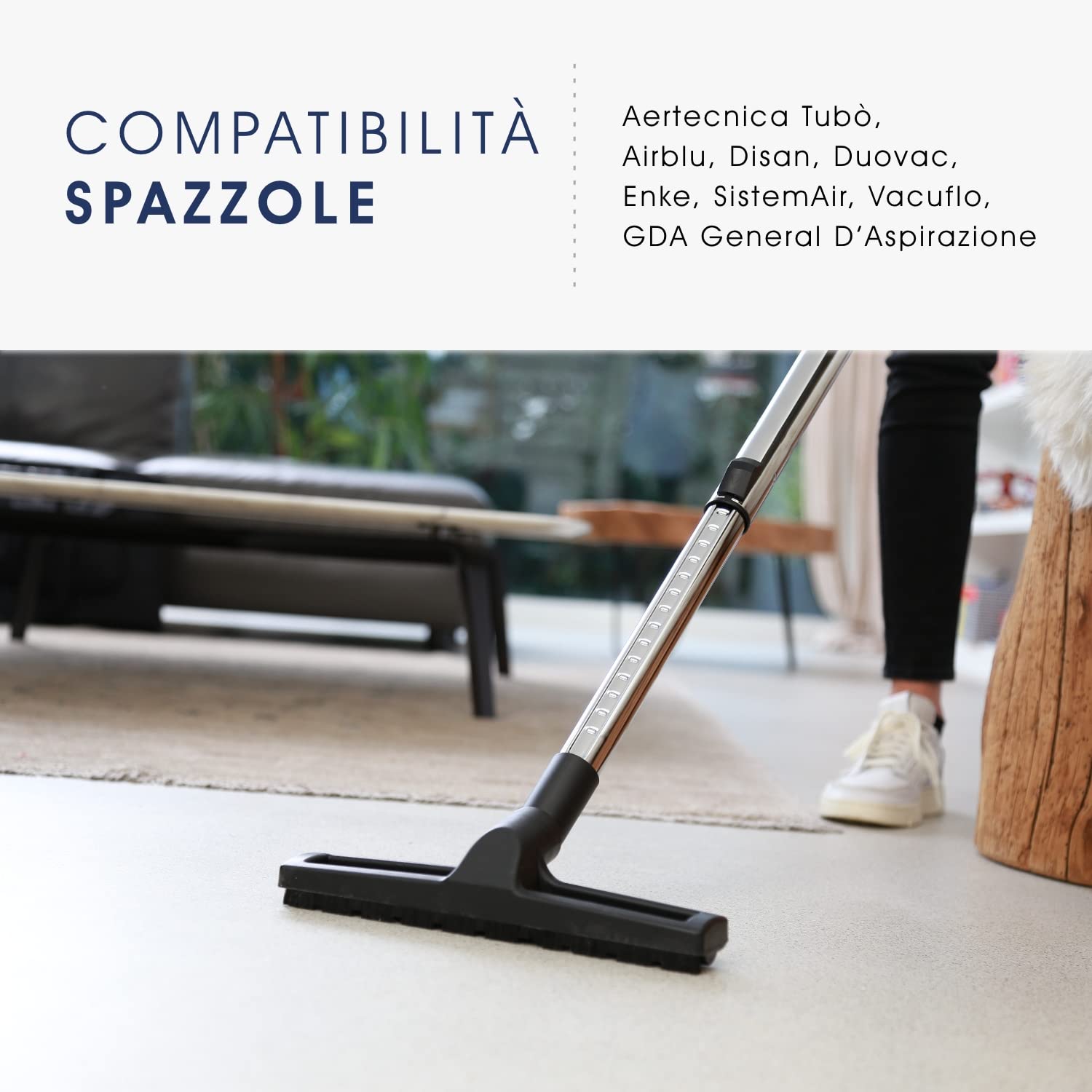 Kit 5 Spazzole per Aspirapolvere Centralizzato - Compatibile con aspirapolveri centralizzati delle marche Aertecnica Tubò, Sistem Air, GDA General D'Aspirazione, Airblu, Disan, Duovac, Enke, Vacuflo