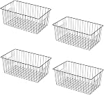 16" L x 12" Paniers d'organisateur de rangement W Wider, bacs de réfrigérateur à froid avec poignées intégrées pour armoire, garde-manger, placard, cuisine, Pearl blanc