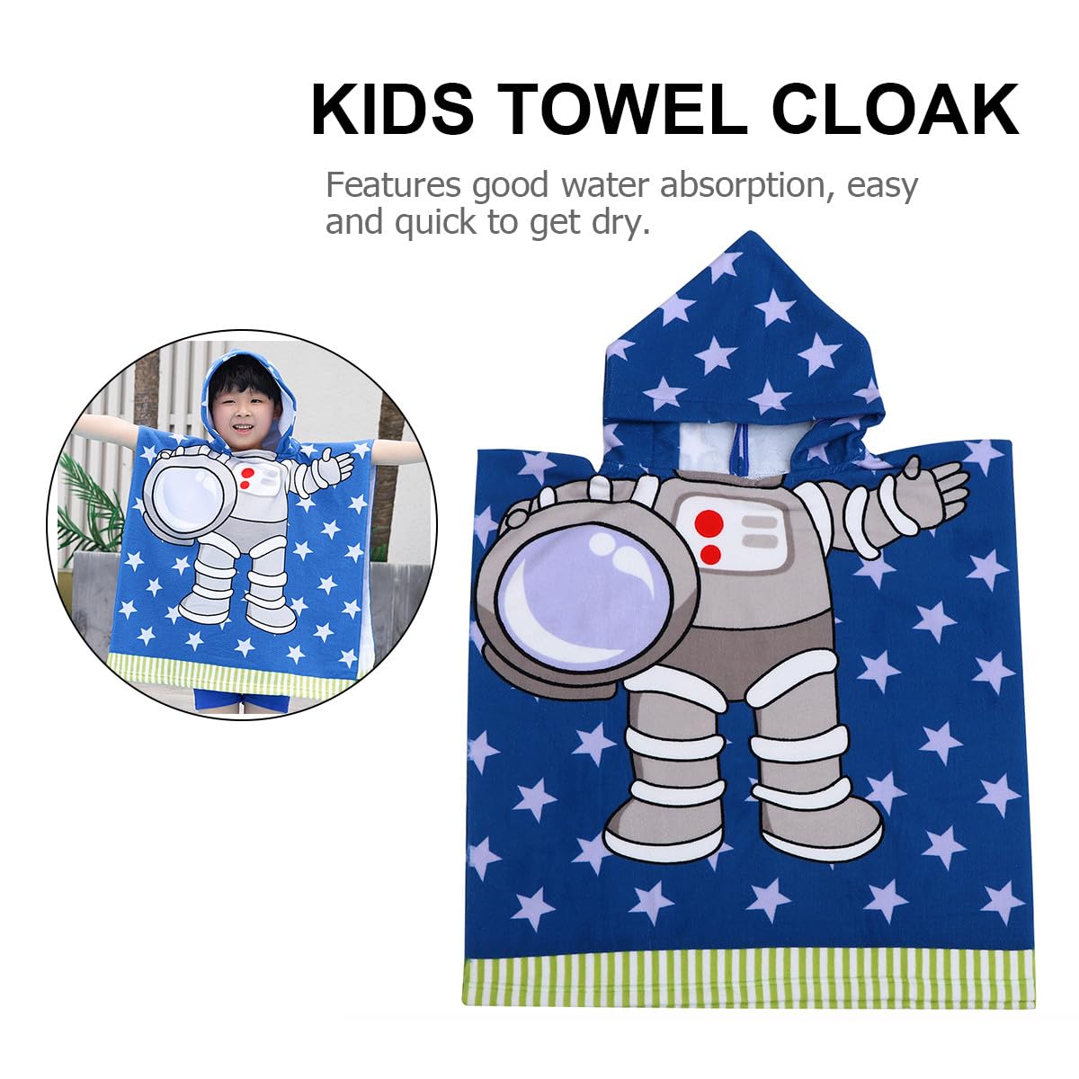 Amosfun 3 Pièces Cape pour Enfants Serviette Poncho de Natation Enfants Serviette de Plage à Capuche tes de Bain Towel tes de bébé Manteau de Te pour