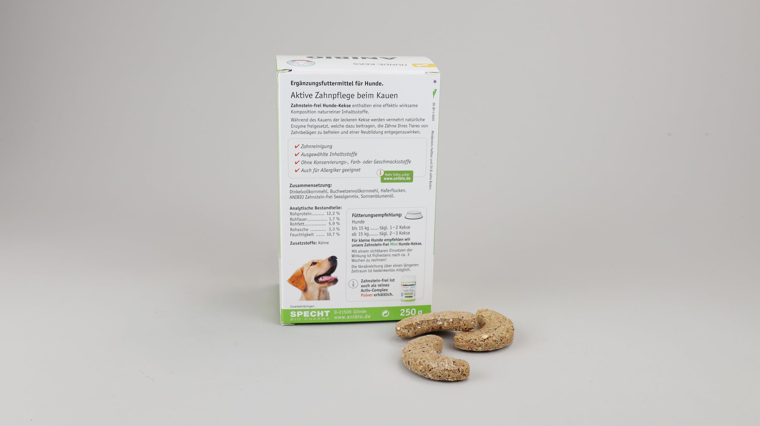 Anibio Zahnstein - frei Hundekekse 250g – Knuppies - Zahnpflege Snack für Hunde bei Zahnstein, Zahnbelag & Plaque, bekämpft Mundgeruch, Hunde Keks - Leckerlie