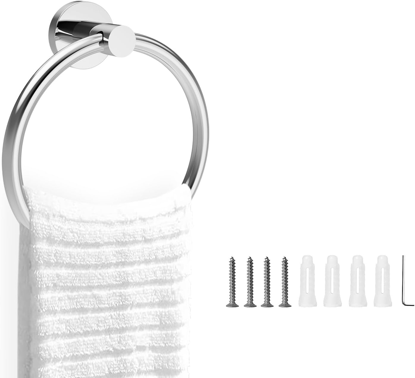 Cilee Polished Chrome Towel Ring for Bathroom，Bath Towel Ring, Bathroom Hardware Accessories，Hand Towel Holder SUS304 Stainless Steel Bathroom Towel Rack，Towel Hanger for Bath Wall Mount