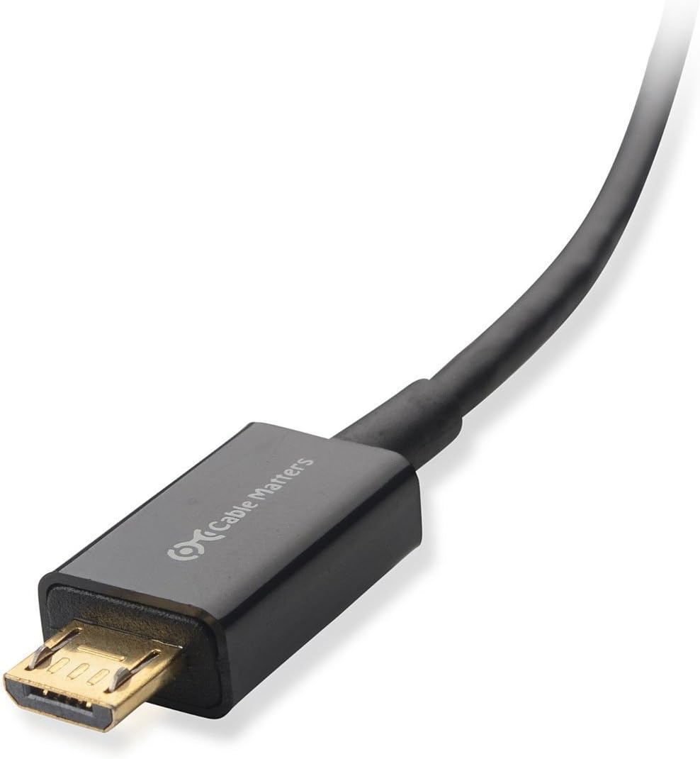 Cable Matters Gold Plated Hi-Speed USB 2.0 Type A to Micro-B Cable 6 Feet, Black, Pack of 2