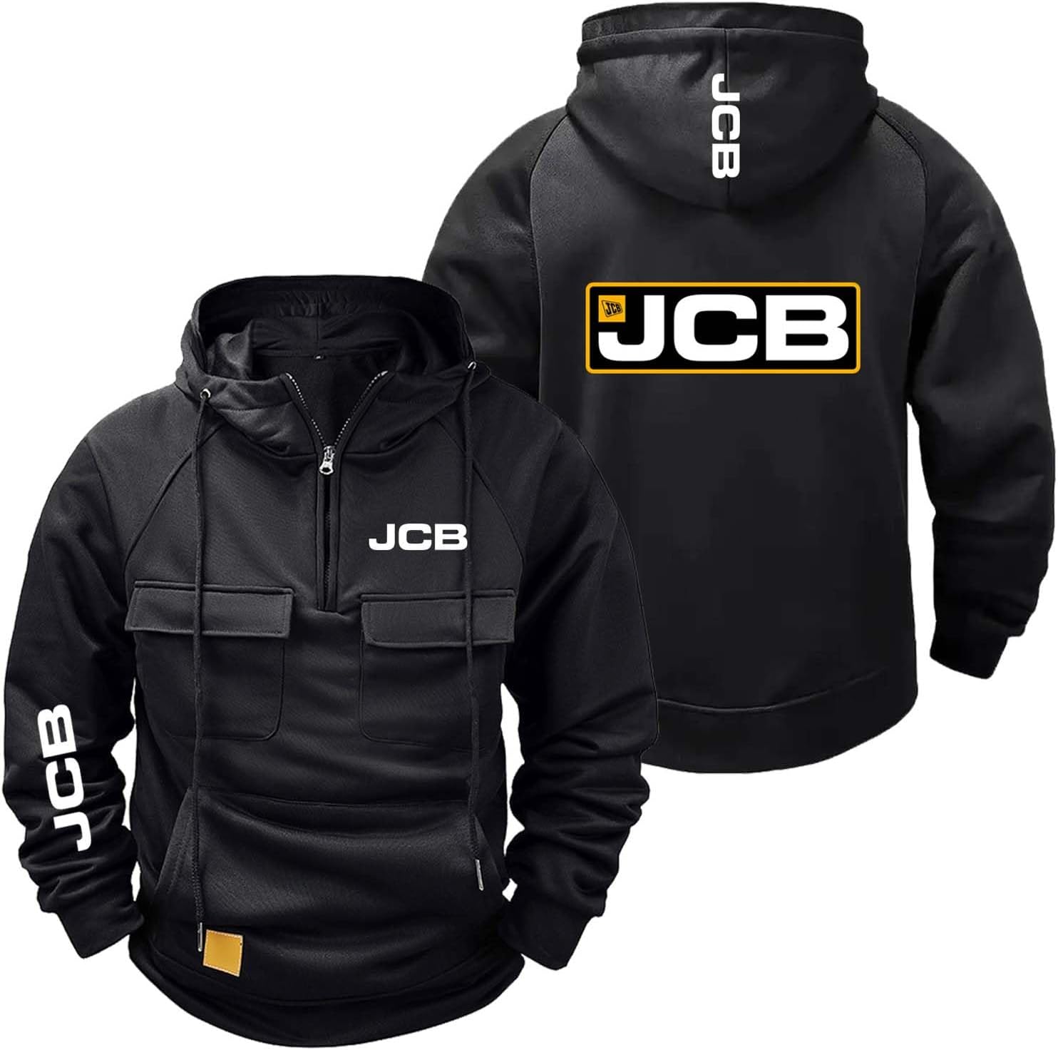Mens Hoodies Outwear Tops for J.C-.B Long Sleeve Sweatshirt Half Zip Sportstyle Coats Pullover Hoody Plain Hooded Sportswear Printing Jackets
