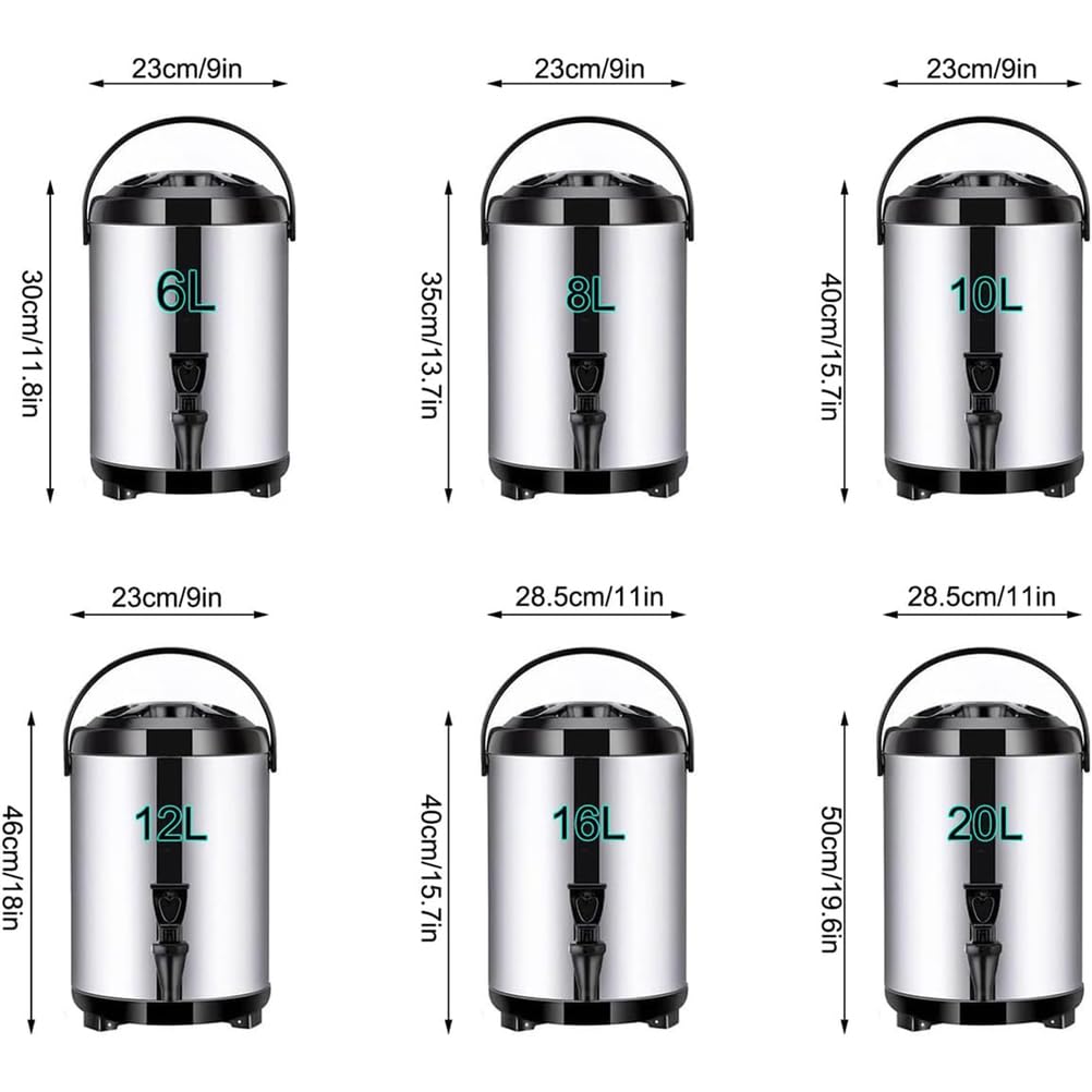 Isolierter Getränkespender mit Wasserhahn, Edelstahl-Getränkespender für Wasser, Kaffee, Tee, Saft, Milch, 8 l