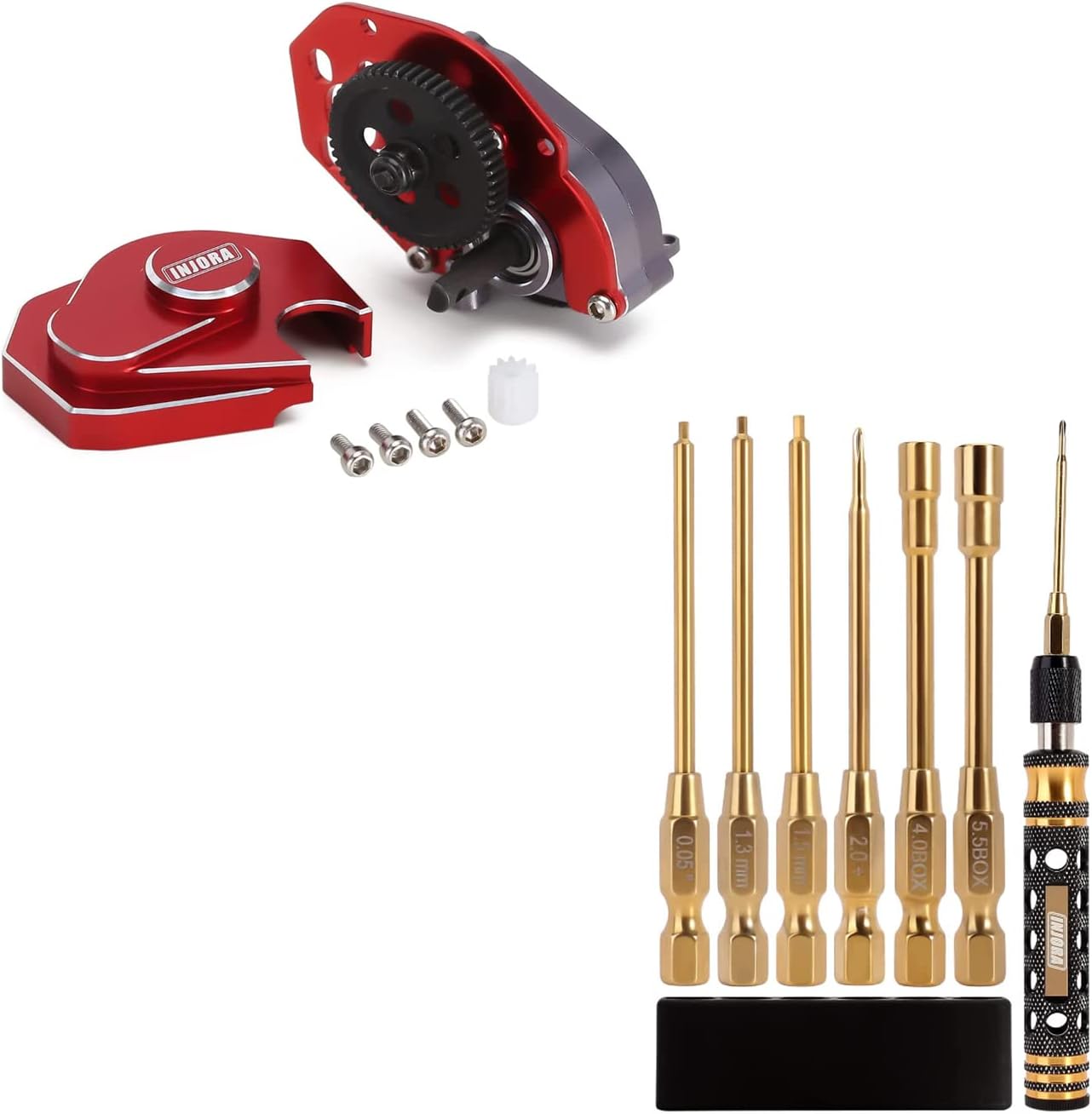 INJORA Complete Transmission Gearbox and SCX24 Screwdrivers