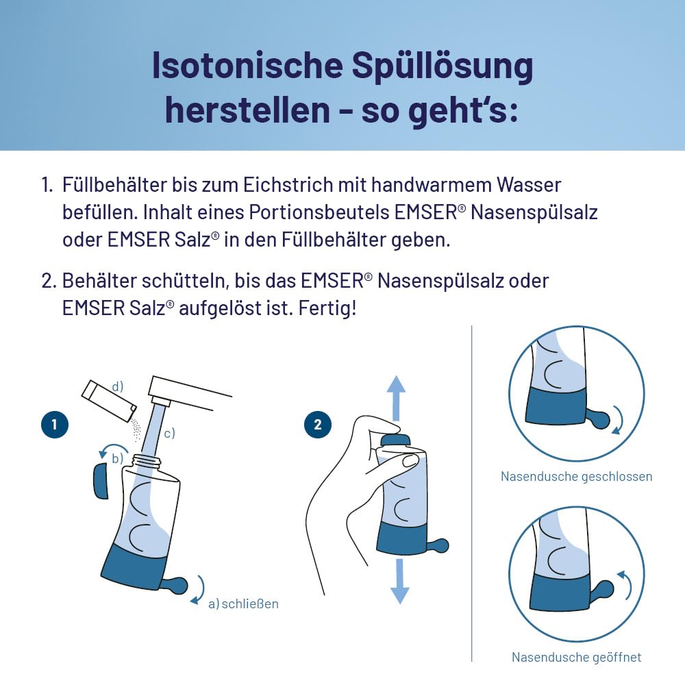 EMSER Nasendusche nasales Reinigungs-Set mit Spülsalz-Beuteln, 1 Stück