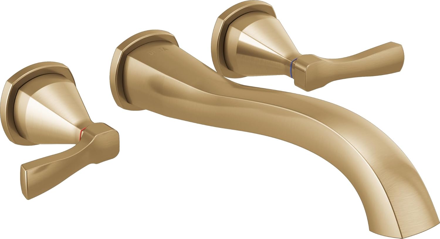 Delta T5776-WL Stryke Double Handle Wall Mounted Tub Filler Trim with Lever Handles - Less Rough in - Lumicoat Champagne Bronze