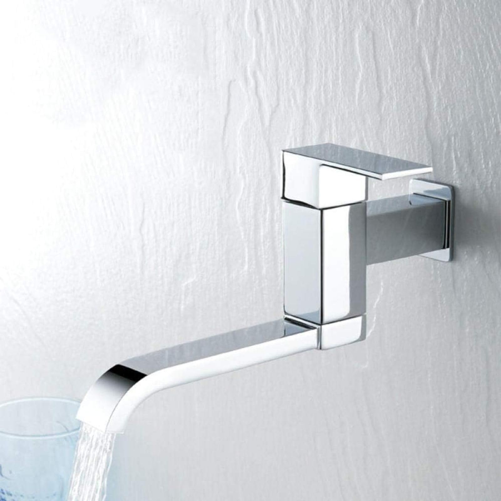 BHFPFZA Chrome Bathroom Faucet Single Handle Wall-Mounted Mixer Long Swivel Spout Kitchen Sink Tap Modern Design Easy Installation & Stylish.