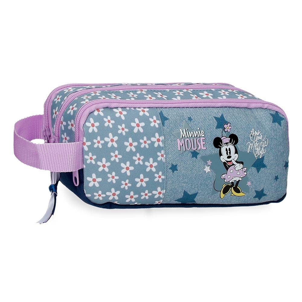 Disney Minnie Style Estuche Triple Azul 22x10x9 cms Poliéster