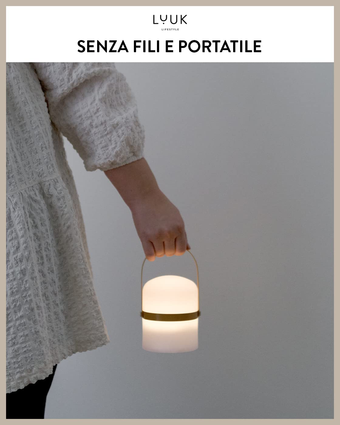 Lanterna LED Ricaricabile LUUK Con Manico In Legno - 72h Autonomia, Dimmerabile - Foto 2