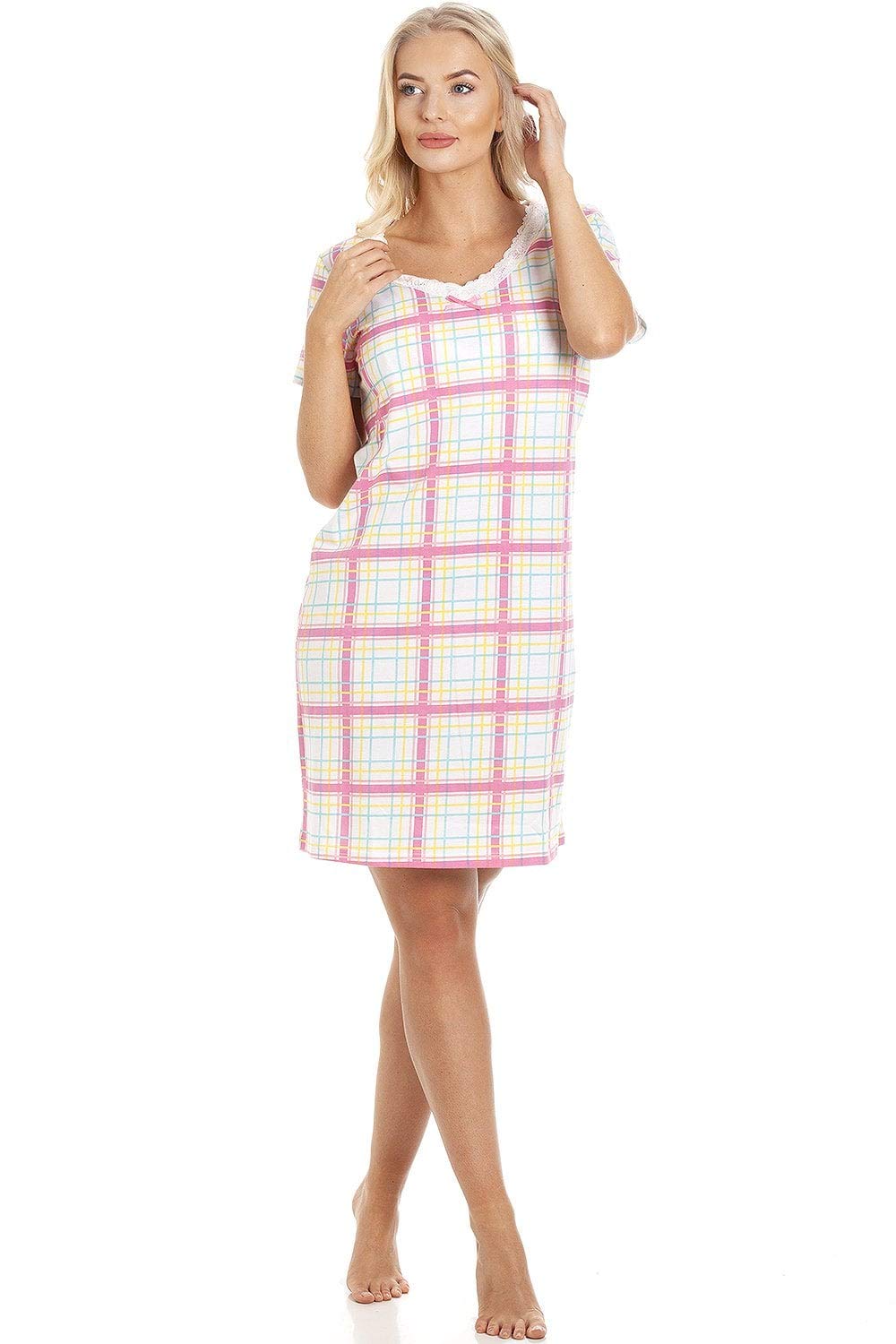 Camille Women's White Soft Cotton Summer Nightdresses - 14-16