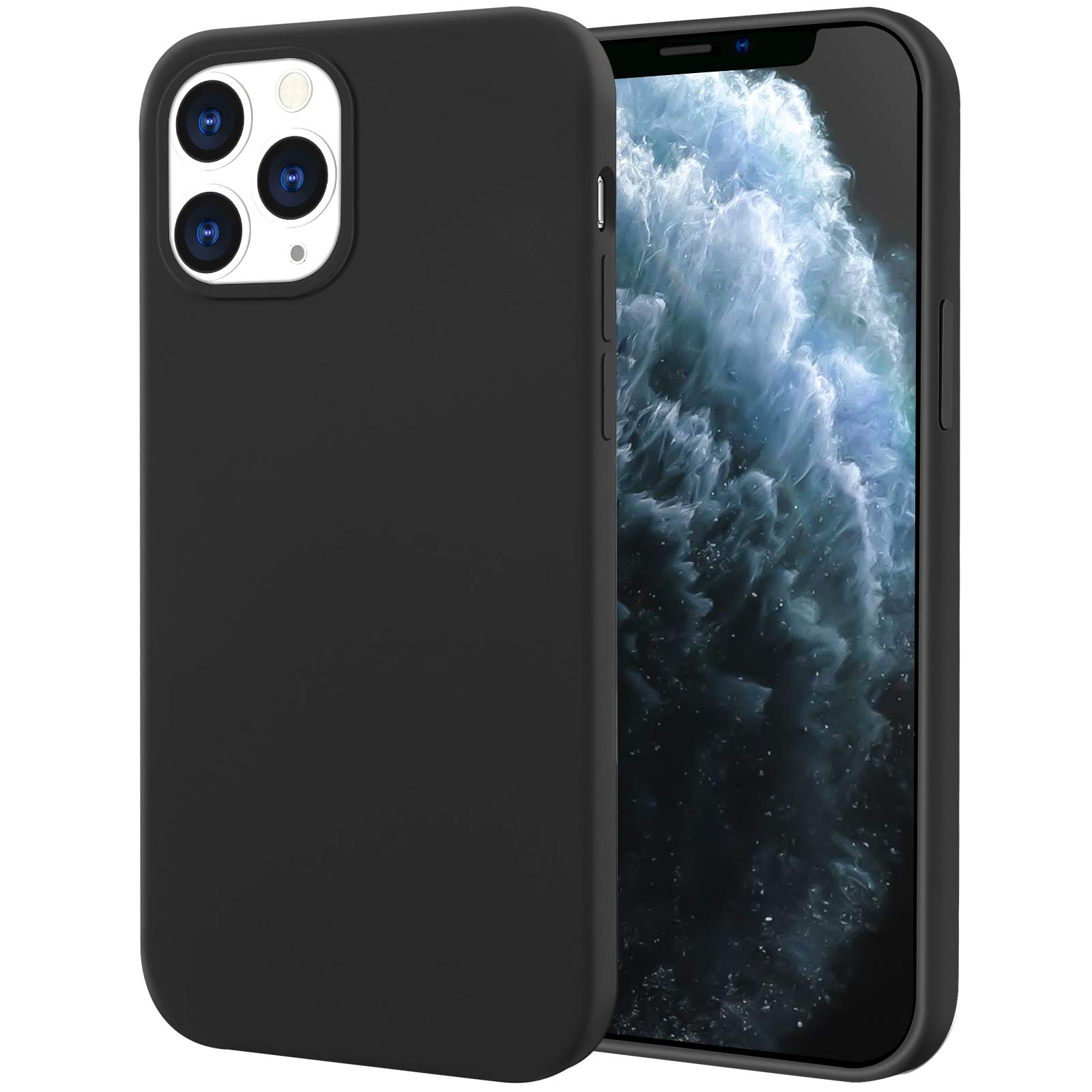 HPDUNO iPhone 12 Pro Max Case Silicone Cover, Liquid Silicone Full Body Protection Cases, Anti-Scratch Anti-fingerprint Shockproof Soft Basic Case for iPhone 12 Pro Max 6.7 inch (Black)