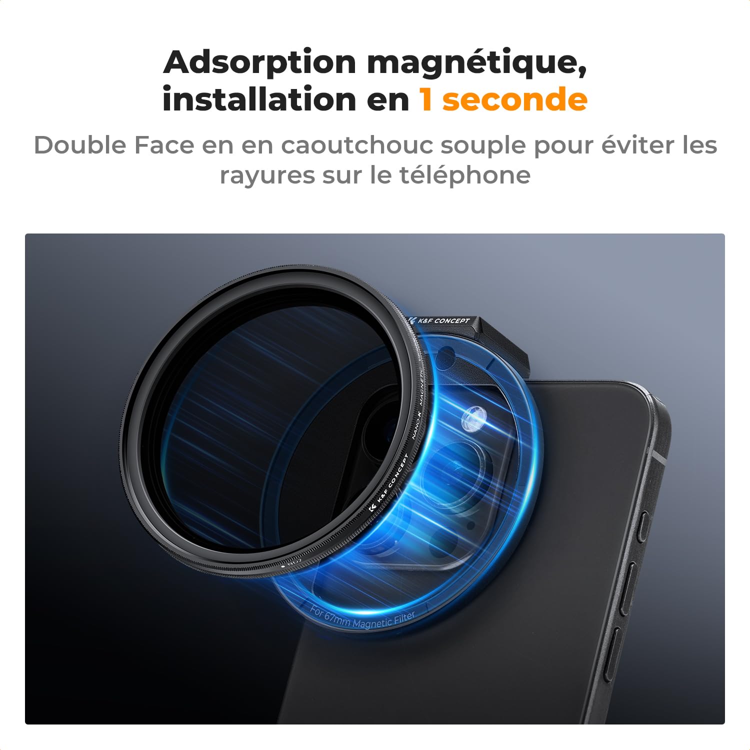 K&F CONCEPT Filtre ND Variable Magnétique 67mm ND2-32 Téléphone iPhone