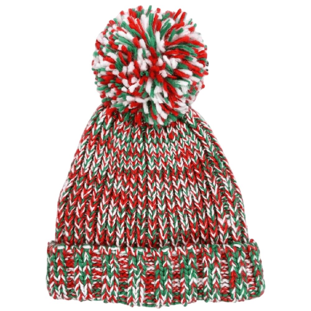 Manav Unisex Red White Green Wales Welsh Cymru Sparkle Bobble Hat Knit Cuffed Fisherman Beanie Thermal Winter Hats Warm Stylish For Men Women