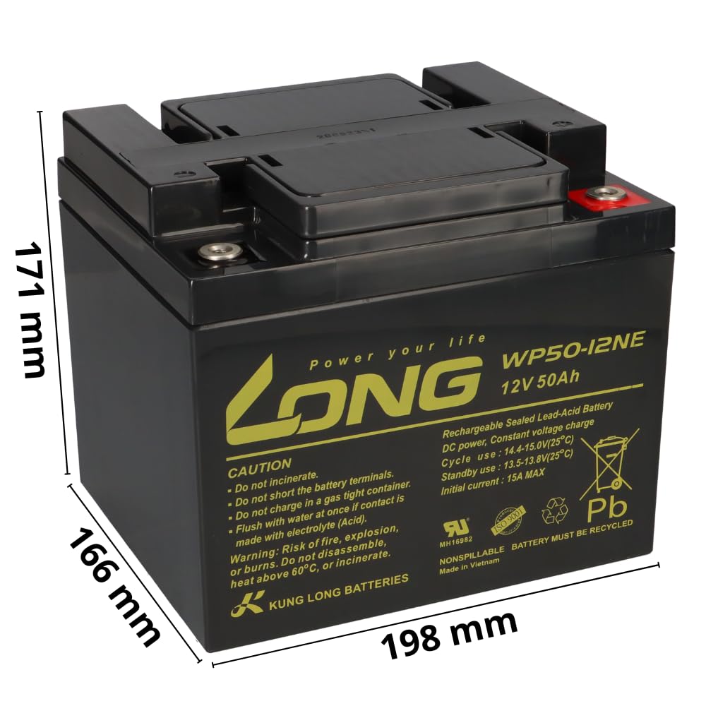 Batería de repuesto para sillas de ruedas eléctricas Otto Bock, 2 unidades Kung Long 12 V 50 Ah, batería de plomo resistente a ciclos AGM VRLA