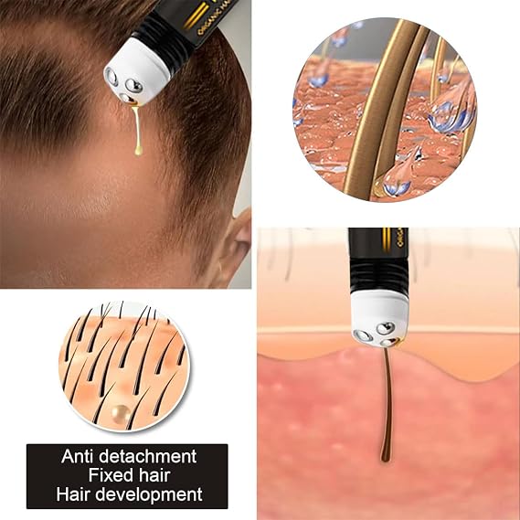 Organic Hair Serum Roller, Herbal Rolling Ball Massage Reactive Serum, Growth for Natural Hair, Stronger, Thicker Receding Hairline & Pattern Baldness (3pc)