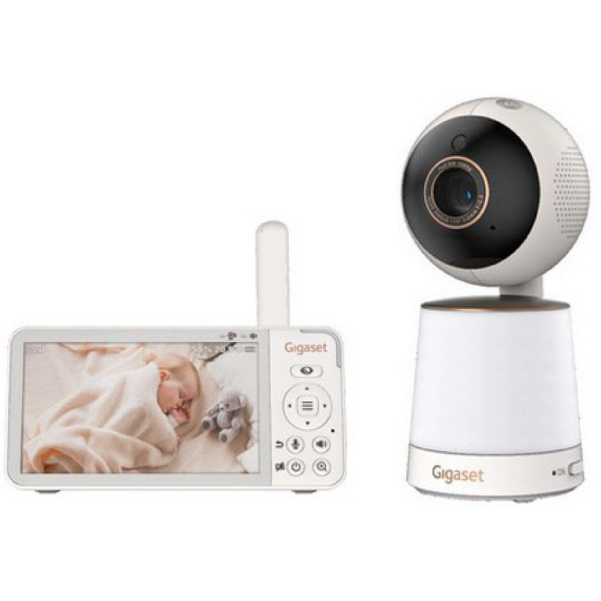 Gigaset Baby 500 Video - niania elektroniczna z transmisją wideo HD – bezpieczna technologia FHSS – ekran LCD IPS 5" – długi czas pracy baterii – kolorowy tryb widzenia w nocy – kremowy biały/brązowy