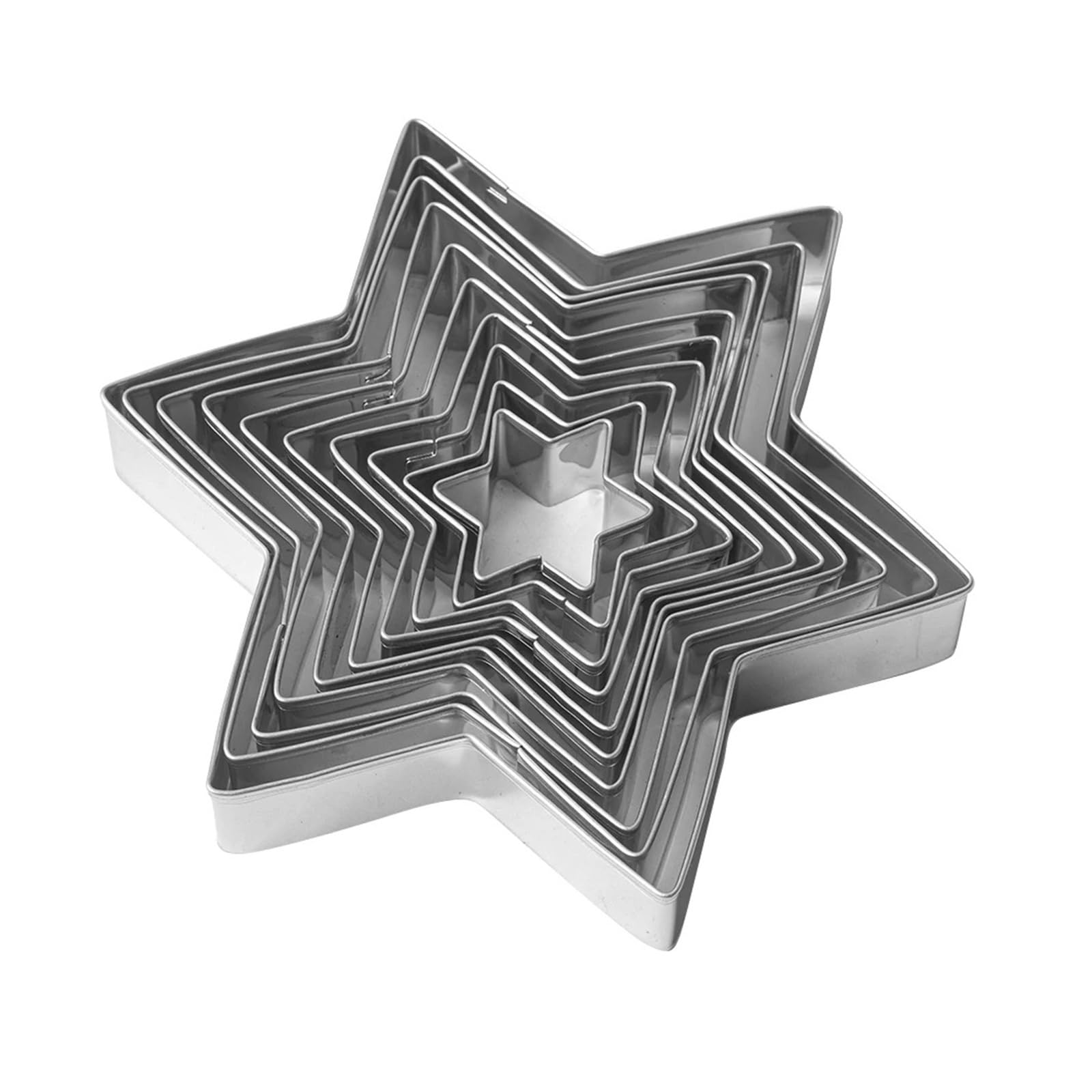 Set di formine for biscotti 10 pezzi Stampi in acciaio inossidabile for alimenti a forma di stella esagonale multi-formato for la cottura domestica fai-da-te Festività Dessert Mak