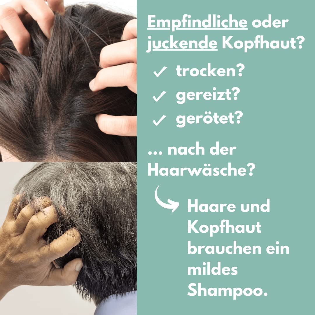 benevi Shampoo 5 x 200ml für empfindliche, trockene, juckende, gereizte Kopfhaut und Haare. Besonders mild. Auch bei zu Neurodermitis oder Schuppenflechte neigender Kopfhaut geeignet.