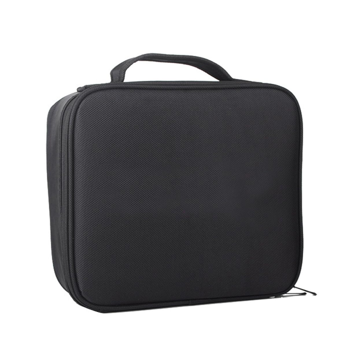Estuche de Maquillaje Negro Portátil con Divisores Ajustables y Bolsillos para Brochas, Bolsa de Viaje para Cosméticos Adecuado para Viajes y Almacenaje Compacto