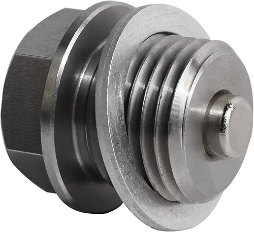PLUSUTV M16 X 1,5 MM Motor magnético tapón de drenaje de aceite de acero inoxidable con imán de neodimio Arandela de trituración de aluminio