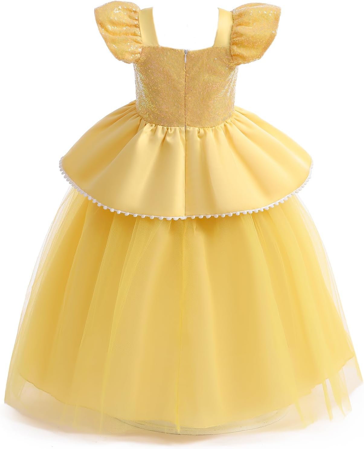 Girls Belle Princess Dress Kids yellow Princess Costume Girls Belle Dress Up with Jewelry Accessories 6-7Years - Image 6